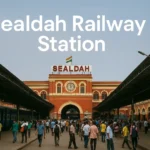 Sealdah Railway Station main entrance with crowd and trains – Kolkata, India