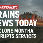 Indian Railways train during Cyclone Montha – latest trains news today